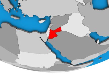 Jordan basit siyasi 3d dünya üzerinde. 3D çizim.