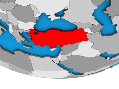 Basit siyasi 3d Globe Türkiye. 3D çizim.