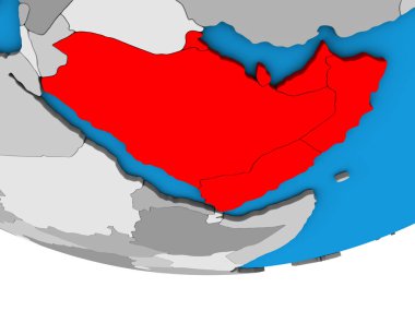 Arabistan basit siyasi 3d dünya üzerinde. 3D çizim.