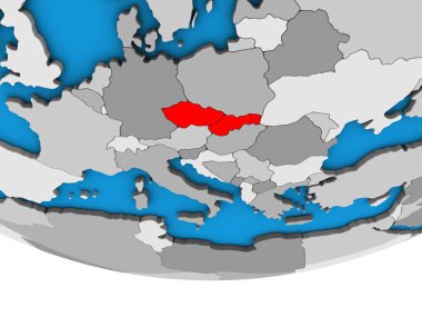 Çekoslovakya basit siyasi 3d dünya üzerinde. 3D çizim.
