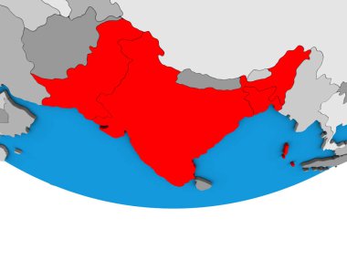 Britanya Hindistanı basit siyasi 3d dünya üzerinde. 3D çizim.