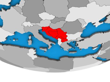 Yugoslavya basit siyasi 3d dünya üzerinde. 3D çizim.