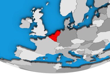Benelux Birliği basit siyasi 3d dünya üzerinde. 3D çizim.