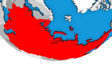 Sovyetler Birliği basit siyasi 3d dünya üzerinde. 3D çizim.