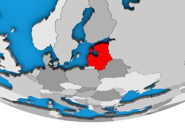 Baltık Devletleri basit siyasi 3d dünya üzerinde. 3D çizim.