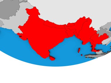 Bimstec üye devletler basit siyasi 3d dünya üzerinde. 3D çizim.