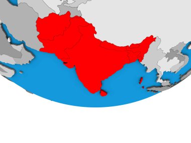 SAARC üyesi Birleşik basit siyasi 3d dünya üzerinde. 3D çizim.