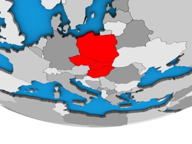 Basit siyasi 3d dünya üzerindeki Visegrad Grubu. 3D çizim.