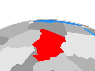 Chad siyasi dünya üzerinde. 3D çizim.