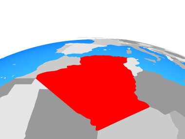 Cezayir siyasi dünya üzerinde. 3D çizim.