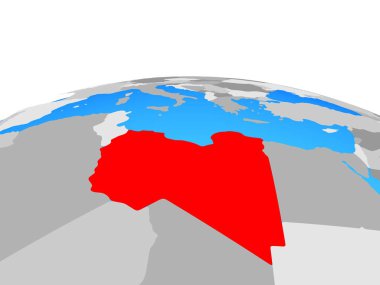 Libya siyasi dünya üzerinde. 3D çizim.