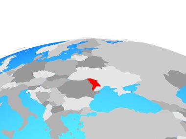 Moldova siyasi dünya üzerinde. 3D çizim.