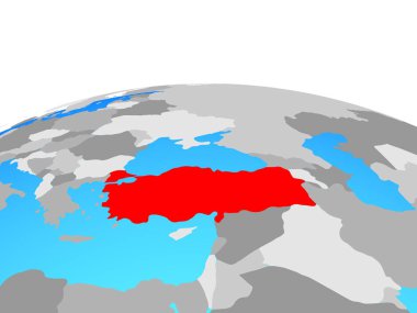 Türkiye siyasi dünya üzerinde. 3D çizim.
