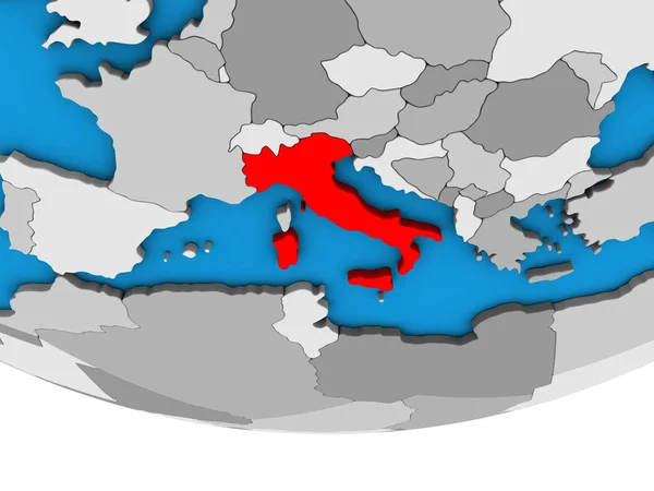 Италия Простом Политическом Глобусе Иллюстрация — стоковое фото