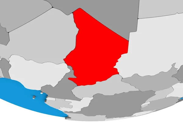 Чад Простом Политическом Глобусе Иллюстрация — стоковое фото