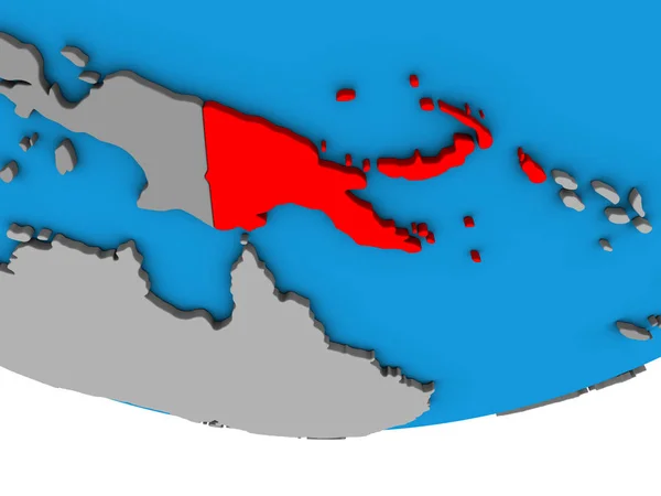 Papua Nowa Gwinea Proste Globus Polityczny Ilustracja — Zdjęcie stockowe