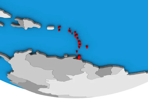 Karibik Auf Einem Einfachen Politischen Globus Illustration — Stockfoto