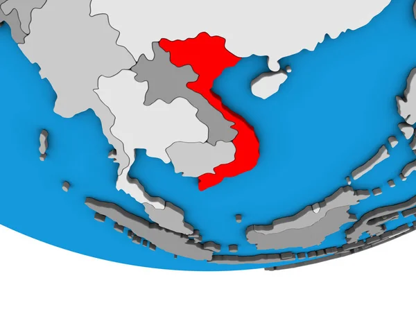 越南在简单的政治3D 地球上 — 图库照片