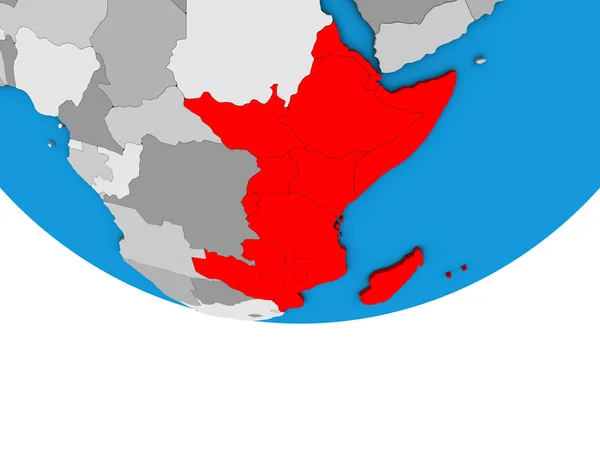 Східна Африка Простий Політичних Моделі Землі Ілюстрація — стокове фото