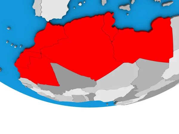 Περιοχή Του Μαγκρέμπ Απλό Πολιτικό Τρισδιάστατη Υδρόγειο Απεικόνιση — Φωτογραφία Αρχείου