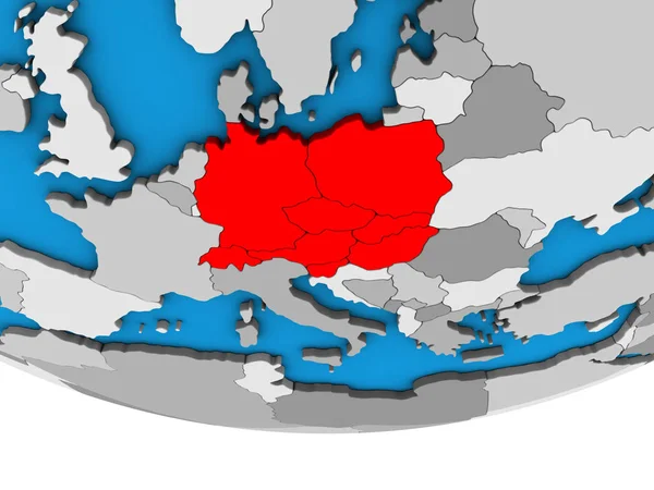 Центральная Европа Простом Политическом Глобусе Иллюстрация — стоковое фото