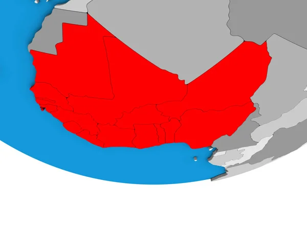 Západní Afrika Jednoduché Politické Glóbu Obrázek — Stock fotografie