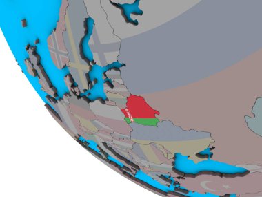 Basit 3d dünya üzerinde katıştırılmış ulusal bayrak ile Beyaz Rusya. 3D çizim.