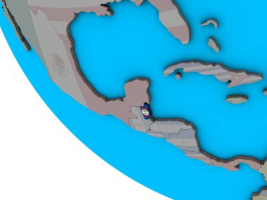 Belize basit 3d dünya üzerinde katıştırılmış ulusal bayrak ile. 3D çizim.