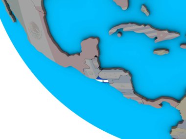 El Salvador basit 3d dünya üzerinde katıştırılmış ulusal bayrak ile. 3D çizim.