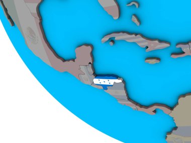 Honduras basit 3d dünya üzerinde katıştırılmış ulusal bayrak ile. 3D çizim.