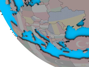Karadağ ile basit 3d dünya üzerinde katıştırılmış ulusal bayrak. 3D çizim.