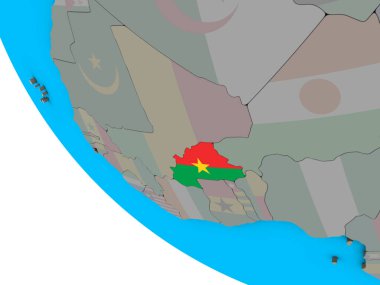 Burkina Faso ile basit 3d dünya üzerinde katıştırılmış ulusal bayrak. 3D çizim.