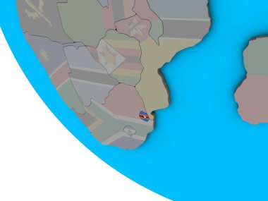 basit 3d dünya üzerinde katıştırılmış ulusal bayrak ile eswatini. 3D çizim.