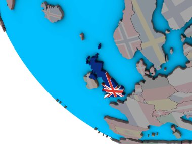 Amerika Birleşik Devletleri basit 3d dünya üzerinde katıştırılmış ulusal bayrak ile. 3D çizim.
