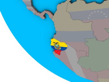 Ekvator basit 3d dünya üzerinde katıştırılmış ulusal bayrak ile. 3D çizim.