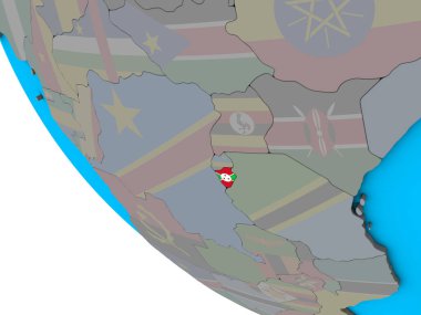 Burundi basit 3d dünya üzerinde katıştırılmış ulusal bayrak ile. 3D çizim.