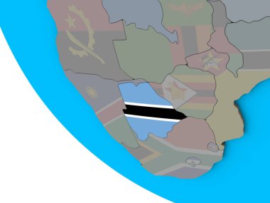 Botsvana basit 3d dünya üzerinde katıştırılmış ulusal bayrak ile. 3D çizim.