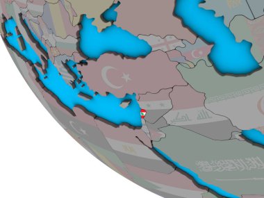 Lübnan ile basit 3d dünya üzerinde katıştırılmış ulusal bayrak. 3D çizim.