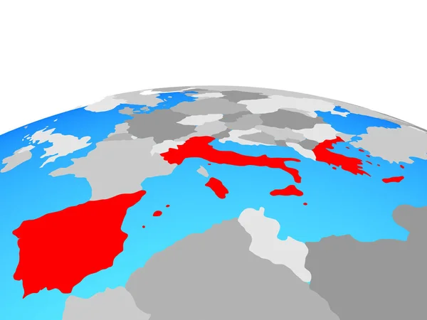 Південна Європа Політичні Земної Кулі Ілюстрація — стокове фото