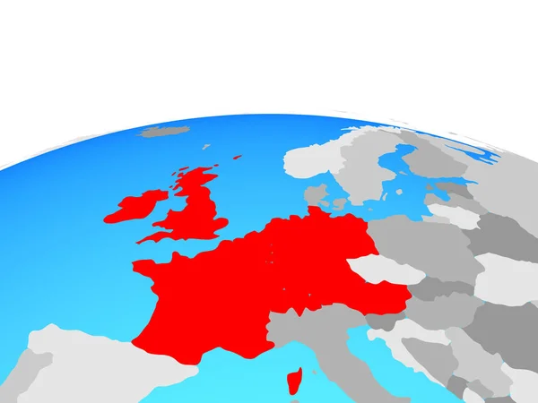 Västeuropa Politiska Jordglob Illustration — Stockfoto