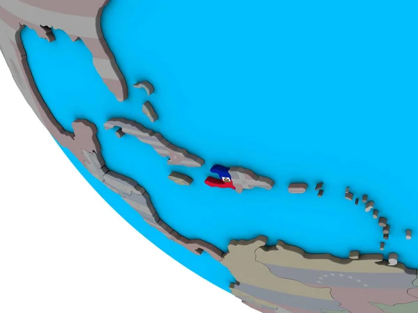 海地与嵌入国旗在简单的3D 地球上 — 图库照片