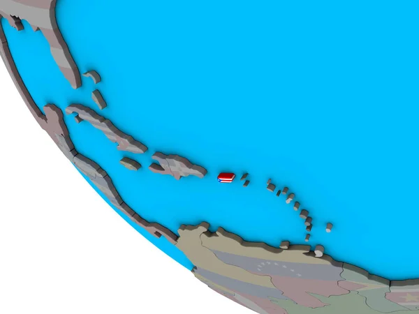 Porto Rico Avec Drapeau National Intégré Sur Simple Globe Illustration — Photo