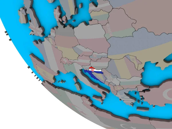 Croatie Avec Drapeau National Intégré Sur Simple Globe Illustration — Photo