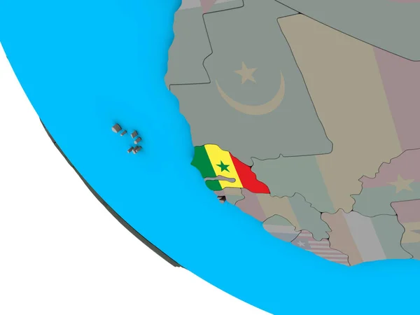 Senegal Con Bandera Nacional Incrustada Simple Globo Ilustración — Foto de Stock