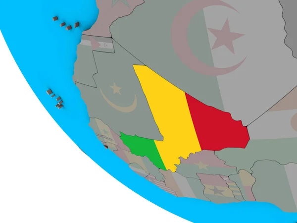 Mali Embedded National Flag Simple Globe Illustration — Stock Photo, Image
