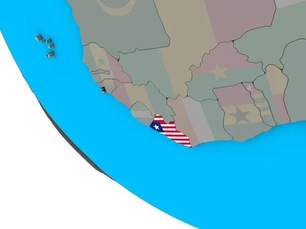 간단한 지구에 국기와 라이베리아 일러스트 — 스톡 사진