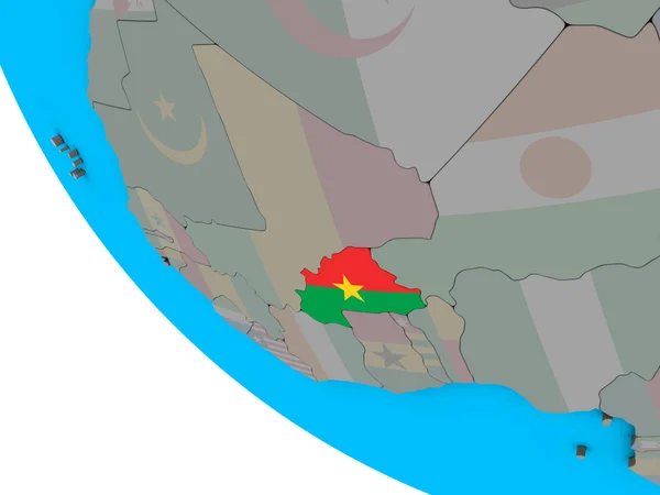 Буркина Фасо Встроенным Национальным Флагом Простом Глобусе Иллюстрация — стоковое фото