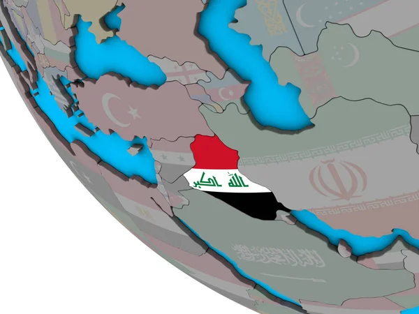 単純な の世界に埋め込まれた国旗を持つイラク イラストレーション — ストック写真