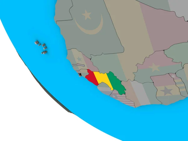 Guineai Beágyazott Nemzeti Zászló Egyszerű Földgömb Illusztráció — Stock Fotó
