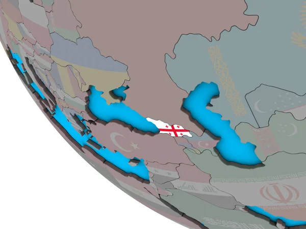 Georgien Mit Eingebetteter Nationalflagge Auf Einem Einfachen Globus Illustration — Stockfoto